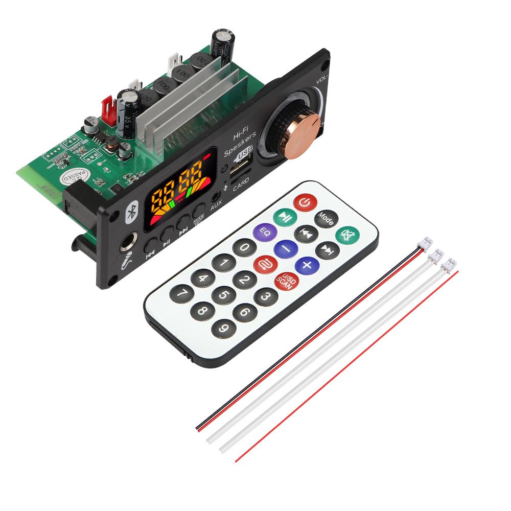 160 Вт усилитель Bluetooth декодер плата DIY 12 В 6,5 мм микрофон FM радио TF USB автомобильный аудио плеер динамики регулятор громкости