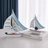 Iron Craft Sailing Model Ocean Style Woode Base Desktop Boat Ornament Mediterranean Mediterranean Sailboat Ornament Home Decor