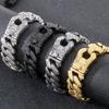 Крутой тяжелый браслет из цельной нержавеющей стали для мужчин, массивный, ширина 20 мм, тотемный стиль, цепочка, велосипедные браслеты, мужские, 4 цвета в наличии
