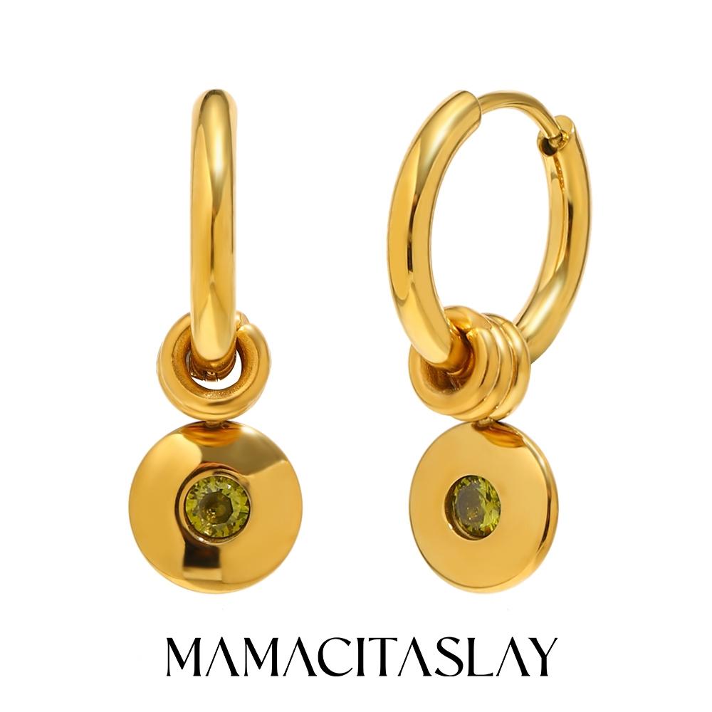 MamacitaSlay Серьги-кольца из нержавеющей стали 316L с разноцветными цирконами, покрытие 18 карат золотом, водостойкие украшения, минималистичные подарки для женщин
