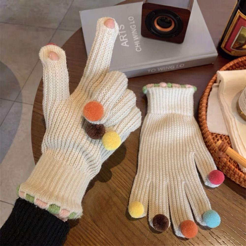 Cycling Winter Cold Proof Knitted Gloves Warm Touchscreen Full Finger Gloves Outdoor