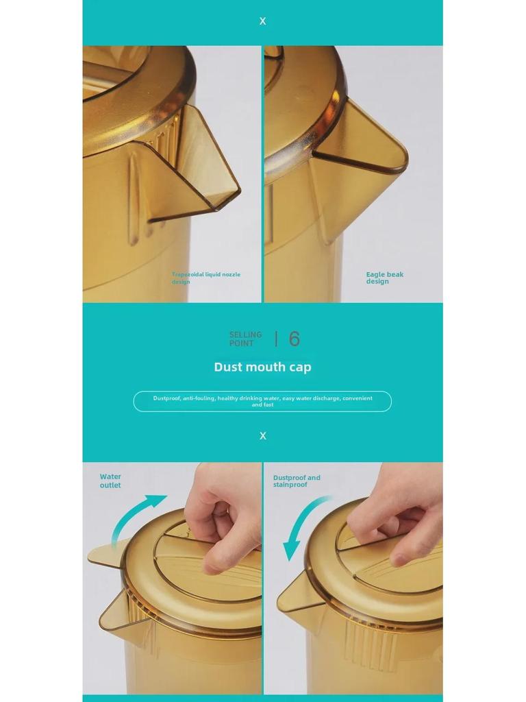 Пластиковый чайник для холодной воды большой емкости со шкалой для сока, чая и мерной доской