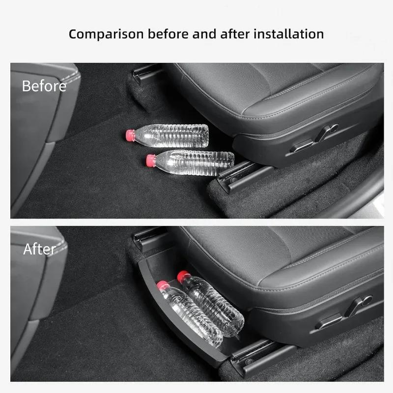 Front Seats Under Seat Drawer TPE Storage Box Car Seat Storage Organizer for Tesla Model Y Juniper 2025 Interior Accessories