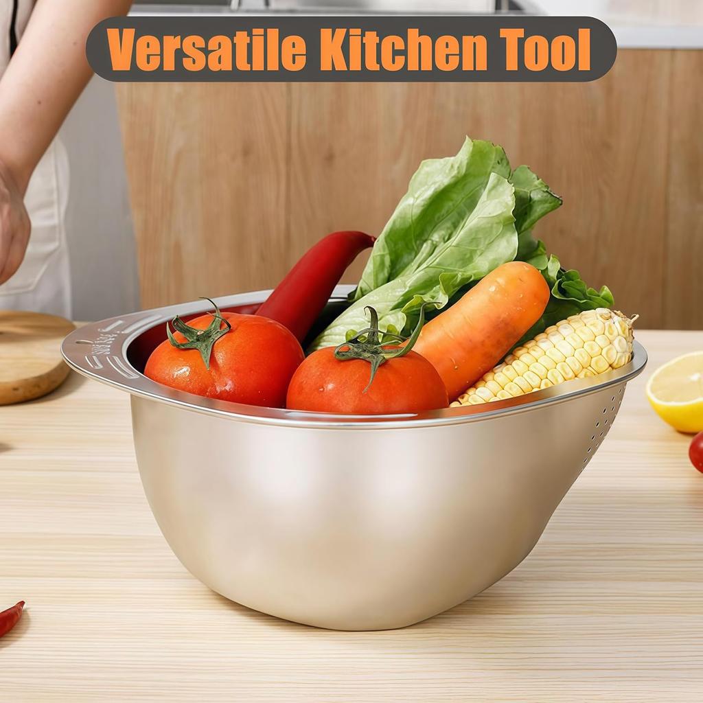 Сито для мойки риса Чаша из нержавеющей стали 304 Чаша для мойки риса Сито для риса Дуршлаг Фильтр для фруктов и овощей Кухонные принадлежности