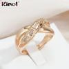 Kinel Glossy Gold Color Rings Unisex Zircon-set