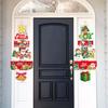 1 Pair Christmas Door Decoration Merry Christmas Hanging Sign Cartoon Santa Claus Snowman Holiday Decor for Home Wall Front Door