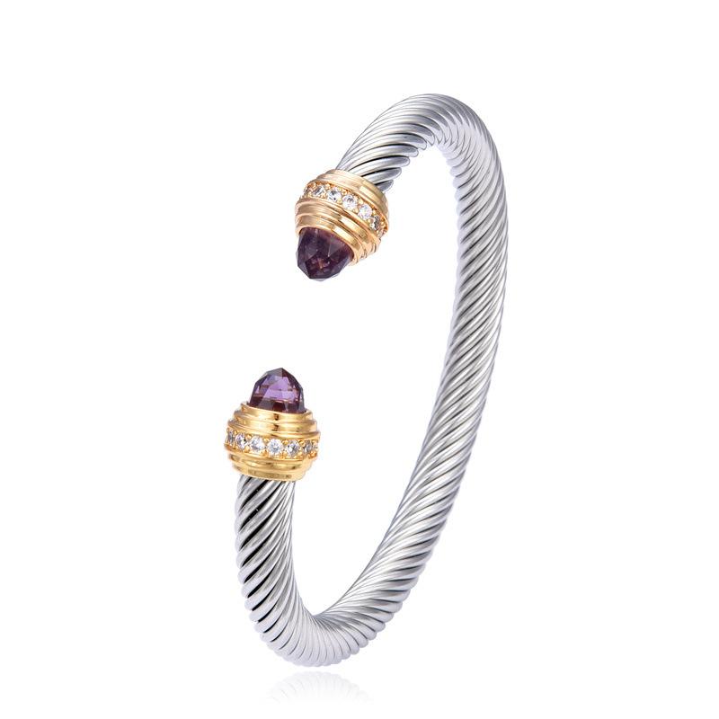 European and American Twisted Wire Gold Opening Bracelet, Brick Bracelet, Cable Wire Rope Bracelet