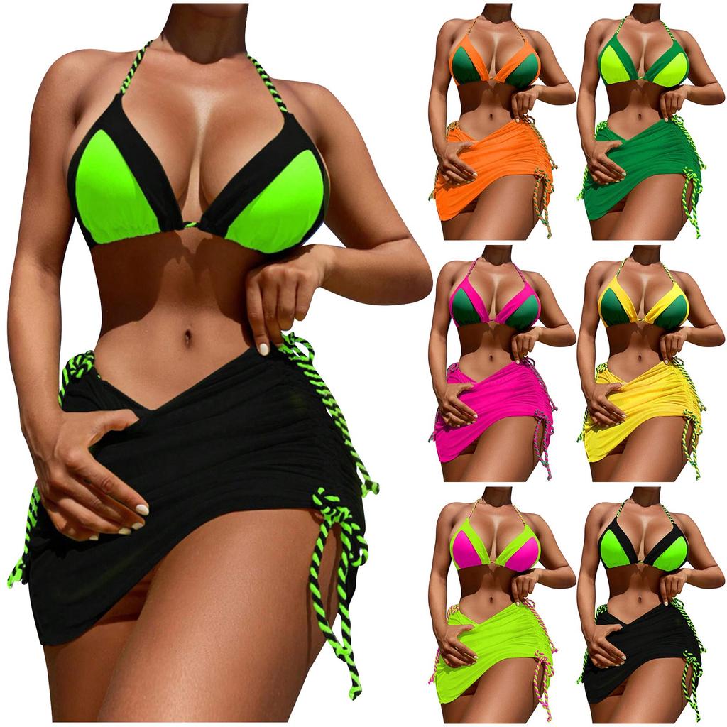 Women's Printing High-Breasted Straps Bikini Set Two-Piece Swimsuit