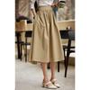 Retro Quite Wide and Stylish Pockets High Waist and Thin A-shaped Skirt Umbrella Skirt Female Summer