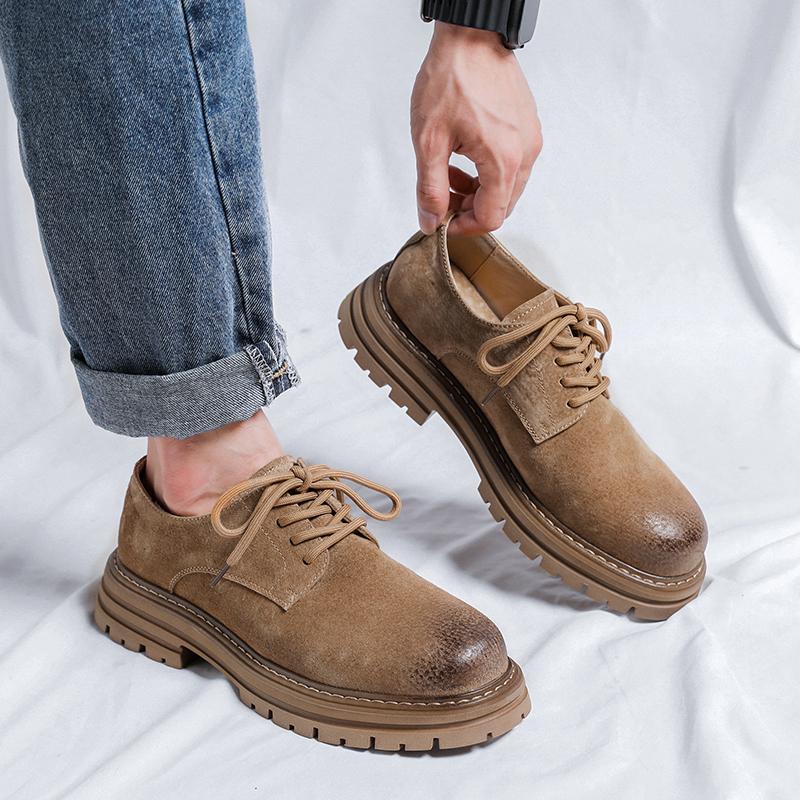 Fashion Men Genuine Leather Low Top Work Shoes Brand Men Shoes Work Safety Boots Designer Mens Lace Up Thick Sole Durable Outdoor Shoes