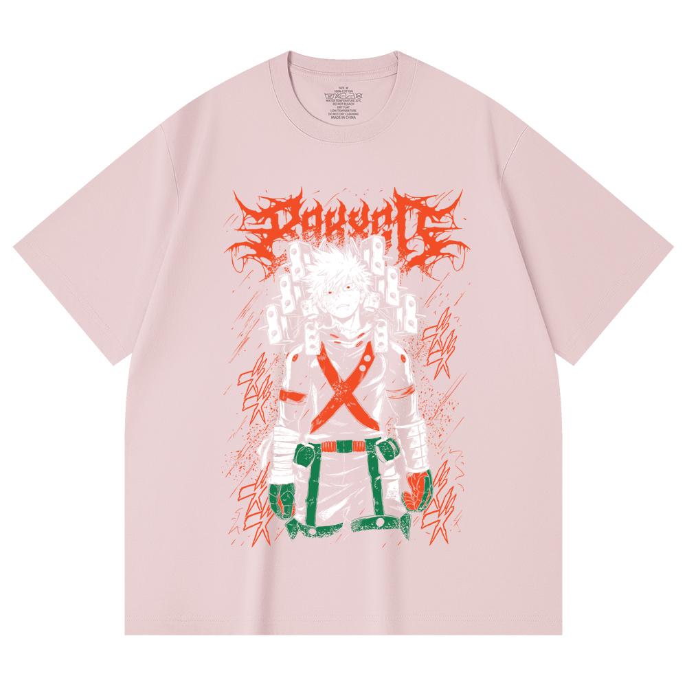 230 Gsm 100% Cotton My Hero Academia V24 Bakugo Print Unisex Heavy Cotton T Shirt