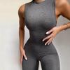 European and American Summer Casual Women's Sleeveless Slim Fit High Waist Fitness Sexy Jumpsuit