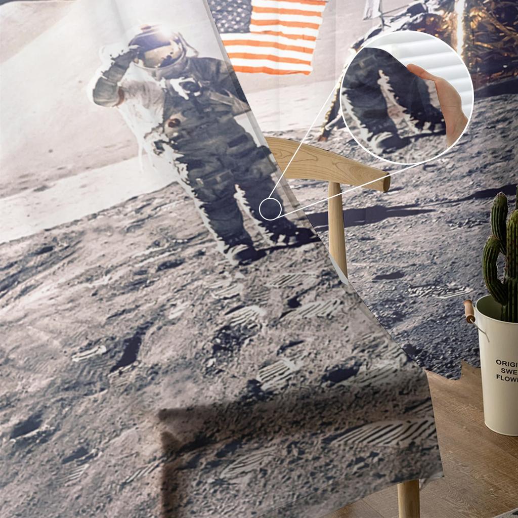 Астронавт, космос, луна, тюлевые шторы для гостиной, спальни, кухни, украшения, шифоновая прозрачная вуаль, оконные шторы, индивидуальная драпировка