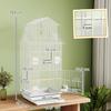 Steel Bird Cage With Feeders Perches Swing And Removable Tray 50.5x41x104 Cm White