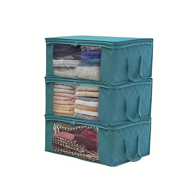 3PCS handbag, clothing storage bag, foldable blanket storage bag, used for organizing the storage of bedroom cabinets and blanke