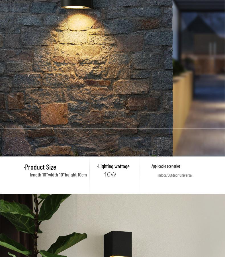 Universal Waterproof Wall Washer Light for Balcony, Courtyard, or Terrace - Exterior Up and Down Outdoor Lighting