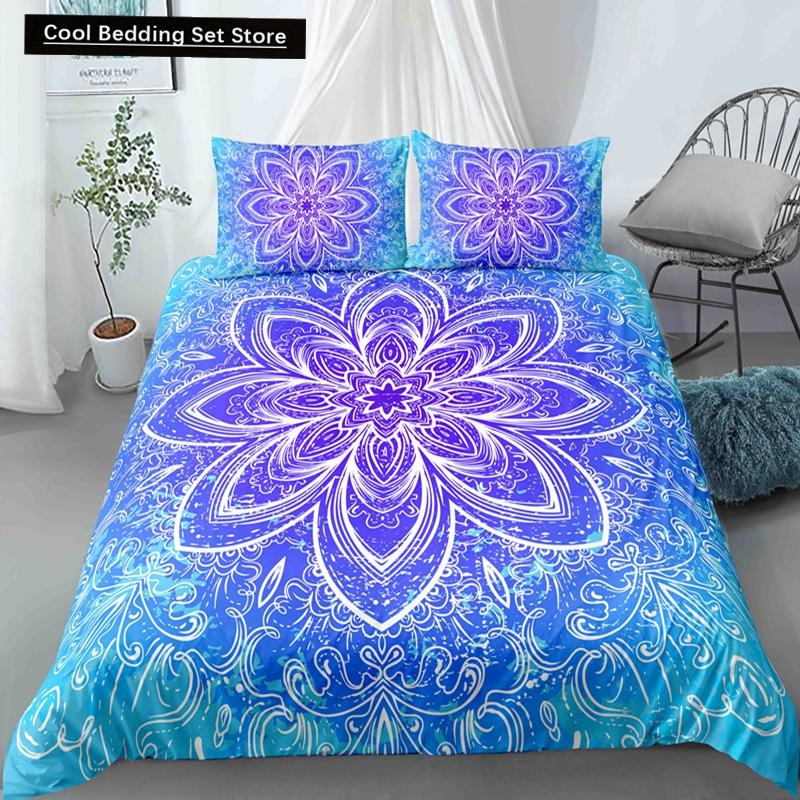 Комплект постельного белья Psychedelic Boho Luxury 2/3 шт. с наволочкой King Mandala пододеяльник Queen одеяло покрывало полиэстер пододеяльник