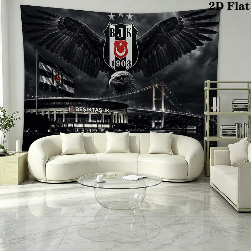 BJK Besiktas Wall Tapestry Aesthetic Wall Hanging Printed Fabric Blanket Decorative Tapestries for Bedroom Living Room Home Decor