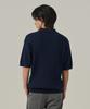 ANALOG MOOD Cable Open Collar Short Sleeve Knit (Navy)