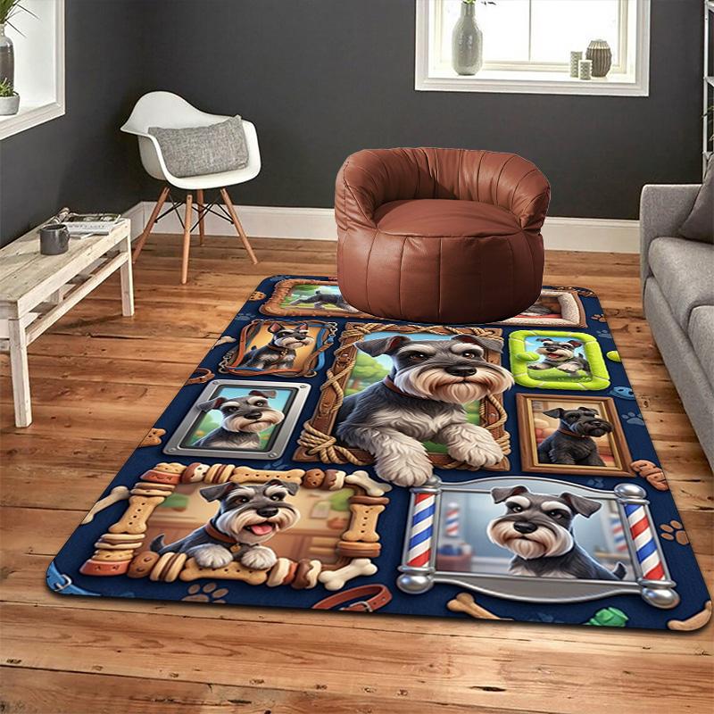 Schnauzer Frames Collage Pattern Rug Floor Mat for Living Room or Bedroom Soft and Comfortable Carpet a Gift for Birthday and Holiday.