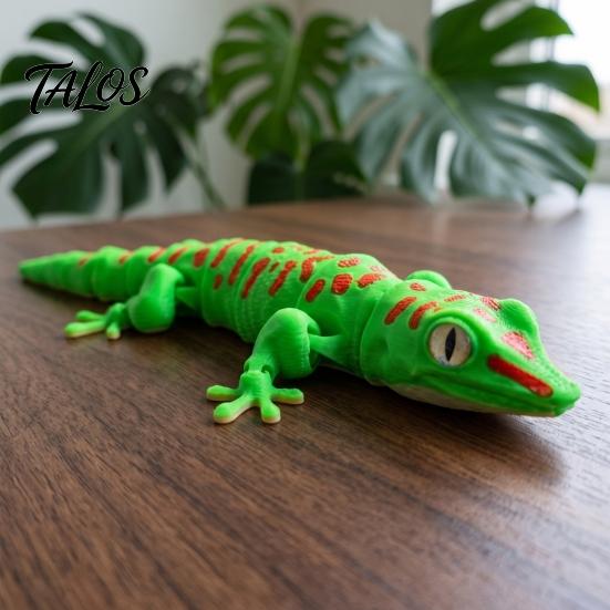 Simulated Gecko Decoration 3D Printed Leopard Figurine, Realistic Articulated Chameleon Fidget Toy, Figurine Flexible Jointed Lizard Model,