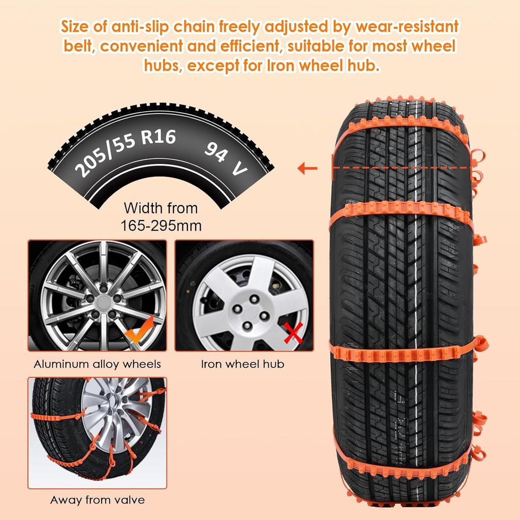 Qoosea Snow Cha Tire Cha For Car Trucks 12Pcs Universal Thickened Manganese Steel Emergency Snow Tyre Cha Adjustable