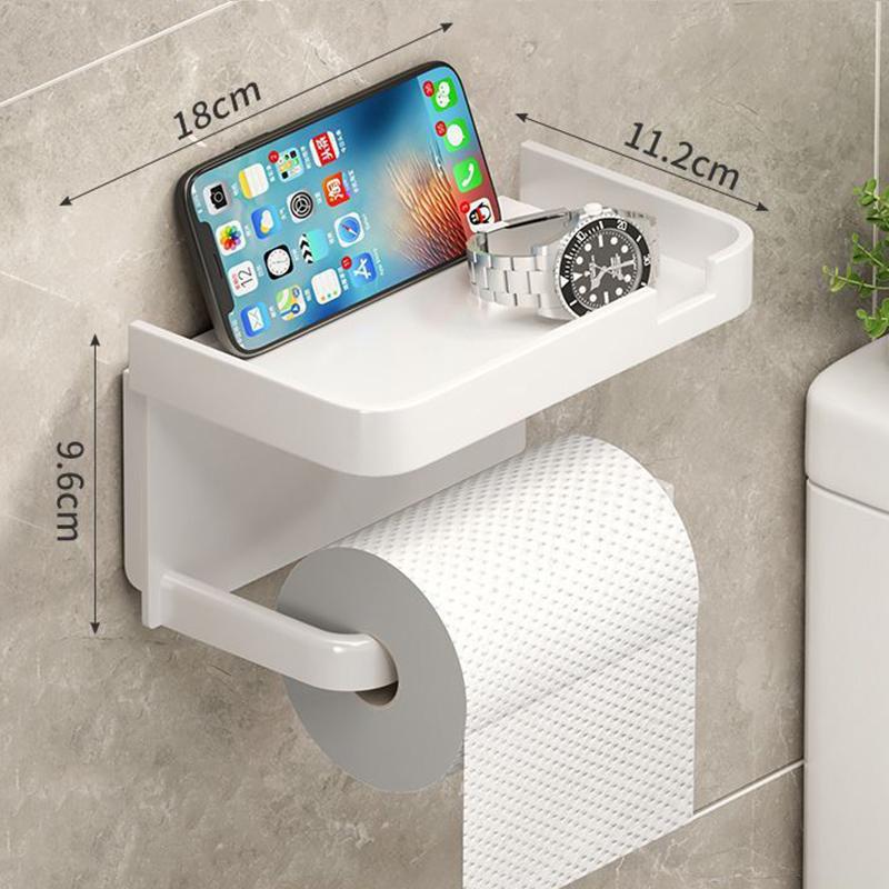 1шт. Настенный держатель для туалетной бумаги с клеем, без сверления, с полкой для хранения