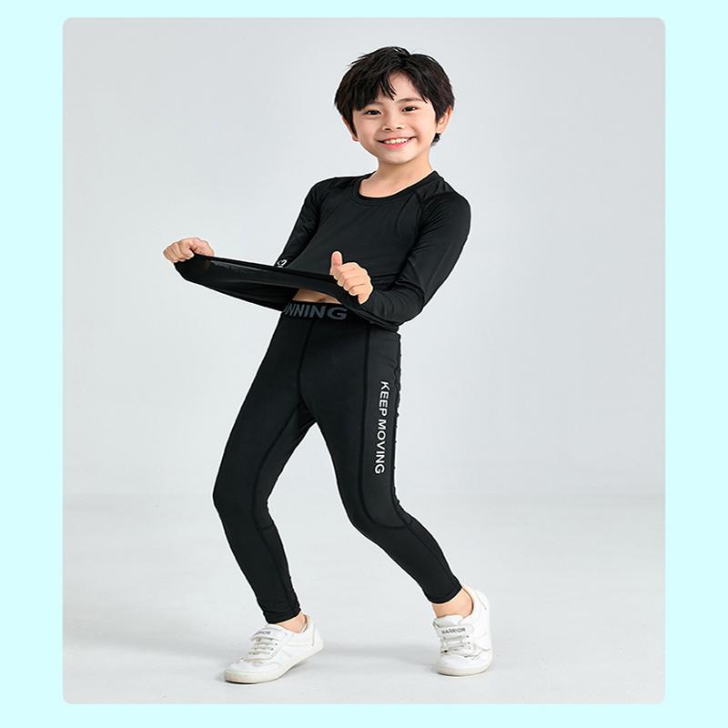 Boys Compression Tights Sets Running Training Fitness Sports Breathable Quick Drying Long Sleeve T-shirt