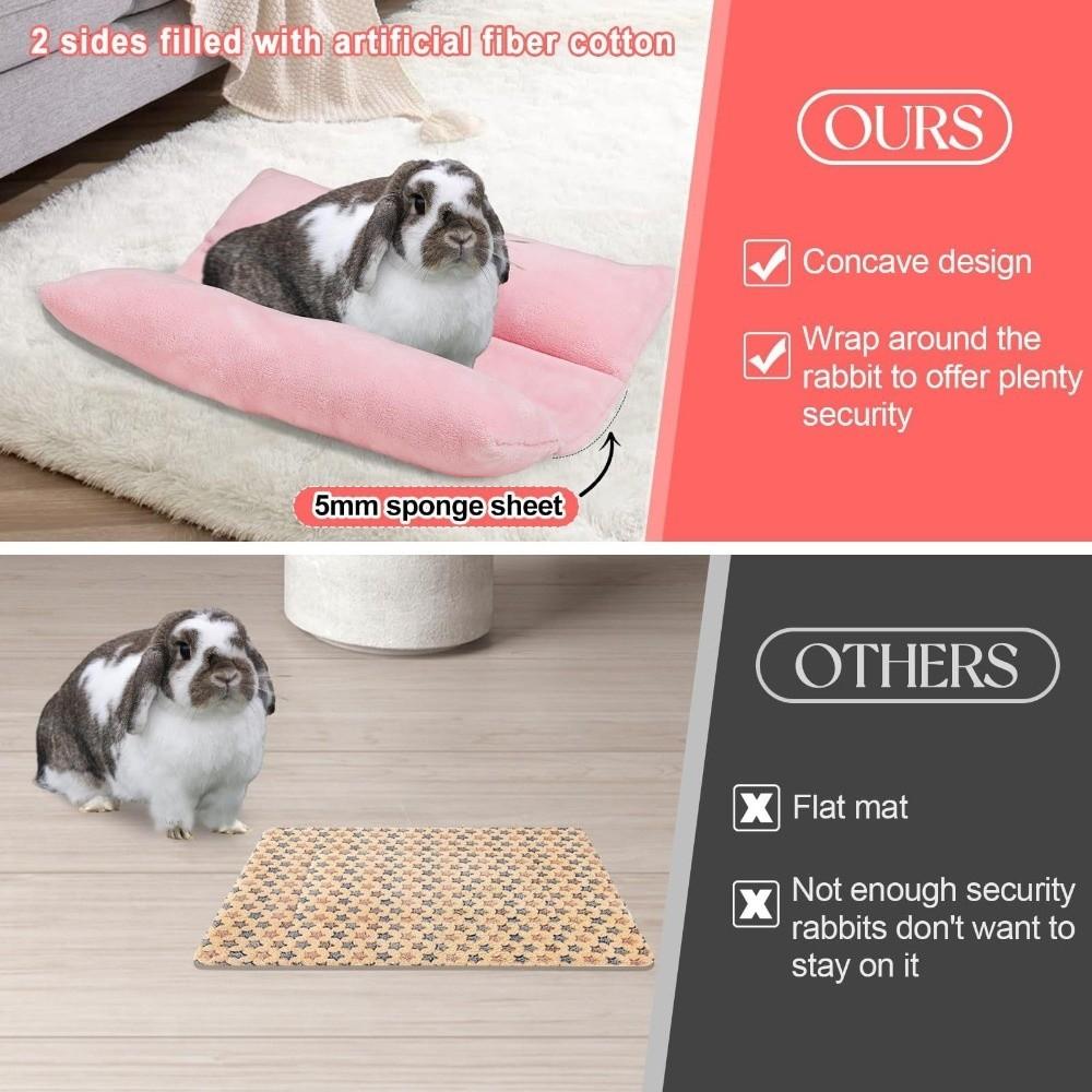 Double-Sided Bunny Concave Bed Washable Rabbit Plush Mat Soft Rabbit Cushion Rabbit