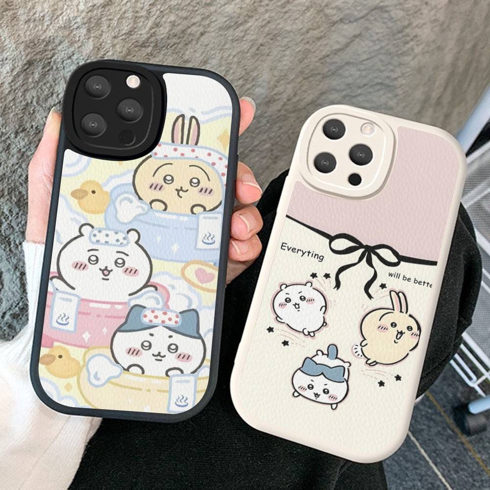 C-Chii-kawa Phone Case Hard Leather For iPhone 16 15 14 13 12 Mini 11 14 Pro Max Xs X Xr 7 8 Plus Fundas