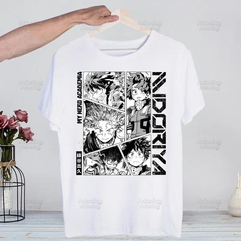 My Hero Academia Hip Hop Streetwear T Shirt Harajuku Todoroki TShirts Short Sleeve Casual Bakugou Deku Anime T-Shirt Tops Tees