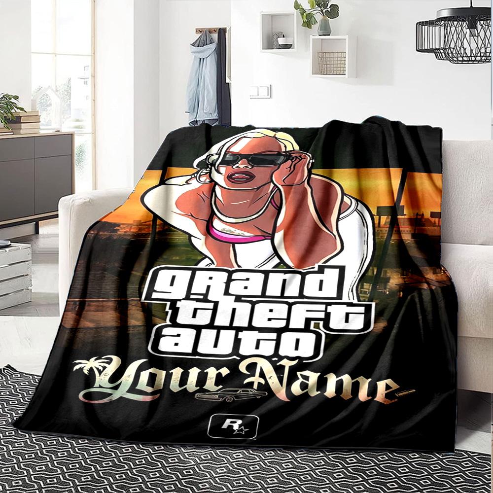 Gta Customize Your Name Blanket Lightweight Customizable Blanket Soft & Cozy Throw For Home Decor Bed Nap Sofa Four Seasons Universal