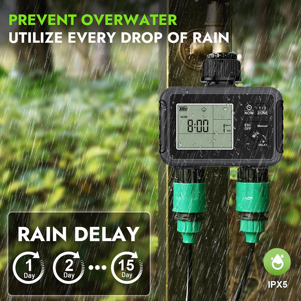 1/2-Outlets Button/Knob Automatic Water Timer Smart Irrigation Watering System Sprinkler Faucet Hose Programmer Timer for Garden
