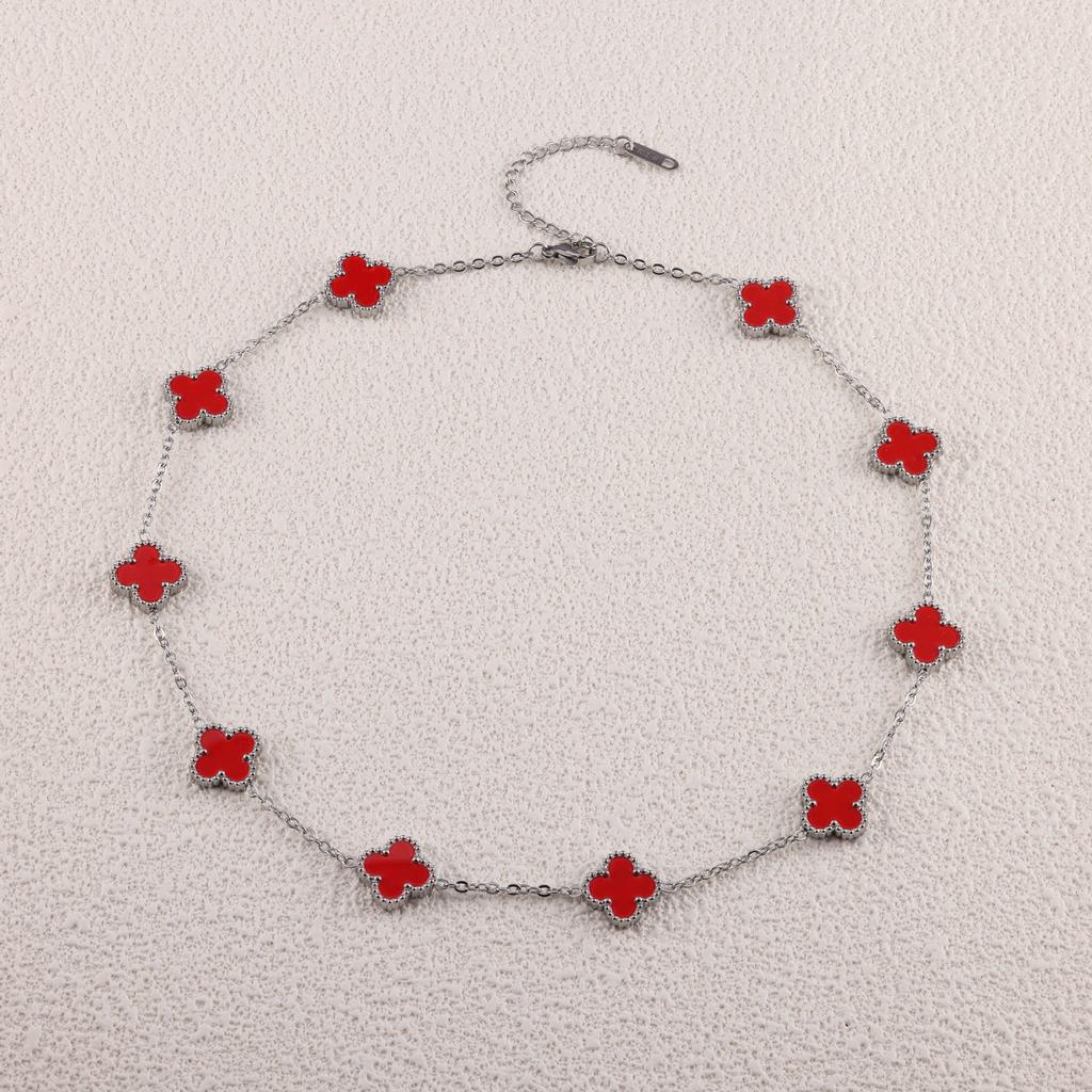 13 мм стальное ожерелье с клевером Ten Flower, цепочка на ключицу, модные и сохраняющие цвет украшения