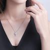 Ожерелье Takeda Jewelry с крестом, паве, стерлинговое серебро, 0,52 карата, кубический цирконий высочайшего качества, 45 см, бесплатный удлинитель, венецианская цепочка (Белое золото)