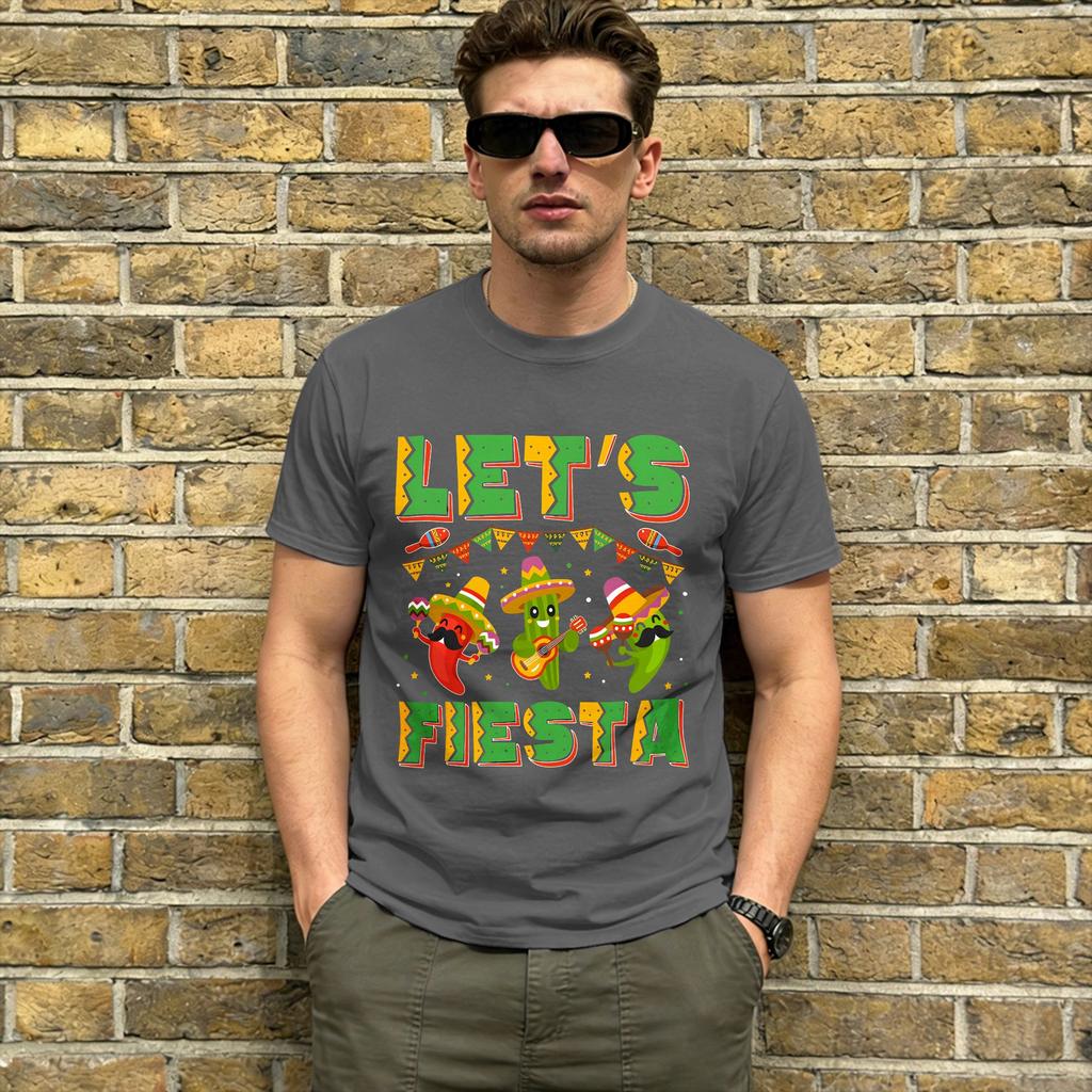 Vintage T Shirt Summer Lets Party Fiesta Novelty TShirts Cotton Tshirt for Unisexs Y2K Casual Cheap Print Short Sleeve Tees