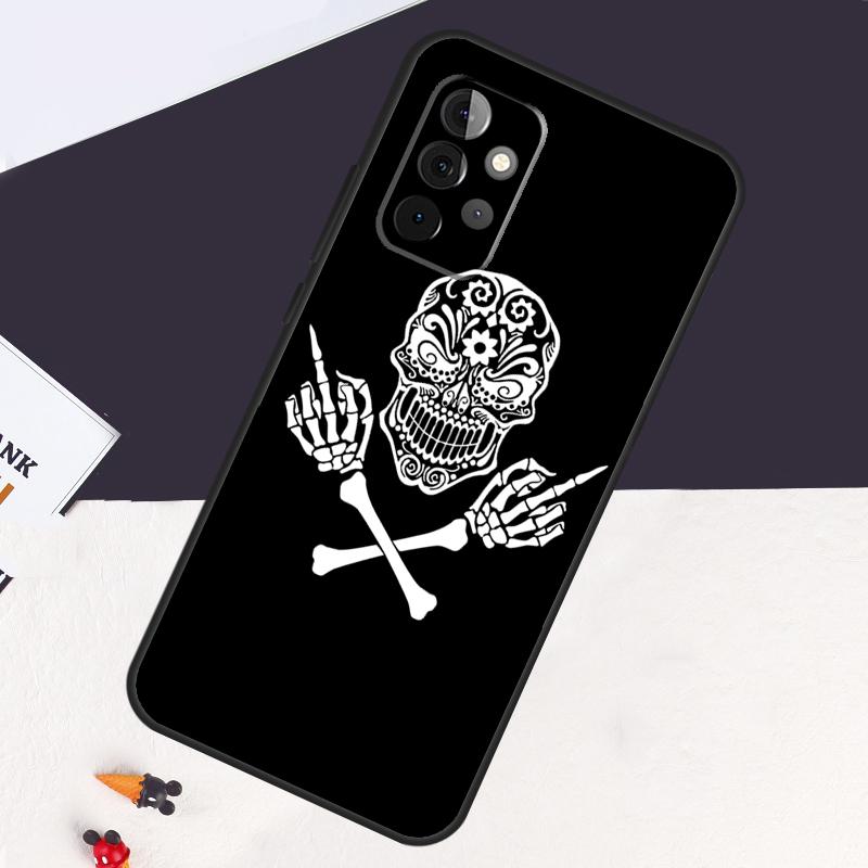 Кейс-чехол с костяным черепом и средним пальцем для Samsung Galaxy A54 A34 A14 A52S A12 A22 A32 A52 A50 A51 A71 A13 A53 A33