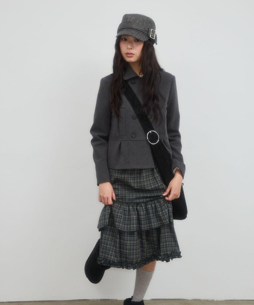 Leteoli Check Cancan Midi Skirt_Green