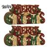 Rustic Festive Decor Wooden Merry Christmas Sign, 2D Flat Farmhouse Freestanding Table Centerpiece, Sign Tiered Tray Decoration for Mantel,