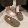 Мода Новая мода 2024 повседневная женская обувь мокасины меховые туфли без застежек на плоской подошве удобные женские высокого качества