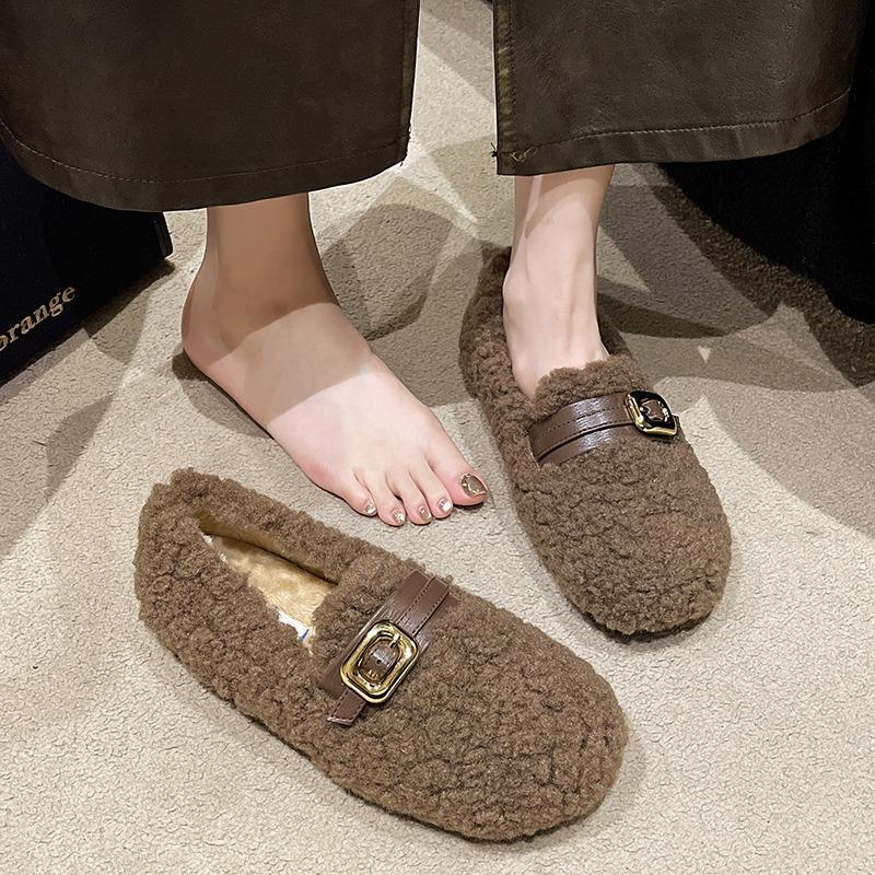 Мода Новая мода 2024 повседневная женская обувь мокасины меховые туфли без застежек на плоской подошве удобные женские высокого качества