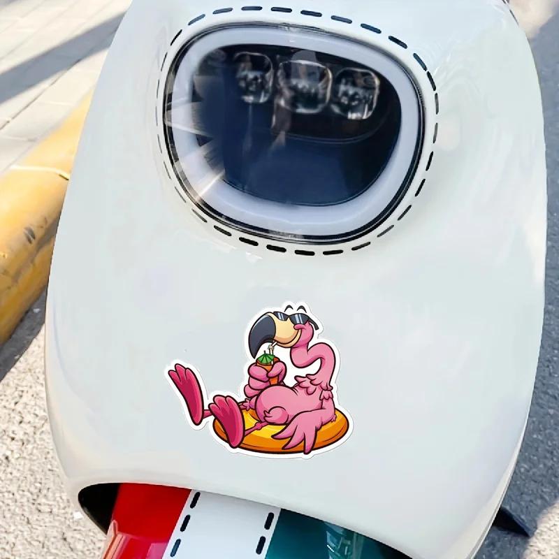 Забавные наклейки на автомобиль с фламинго, водонепроницаемые наклейки на заднее стекло автомобиля, украшение на бампер, топливный бак мотоцикла, корпус скутера, прочные наклейки