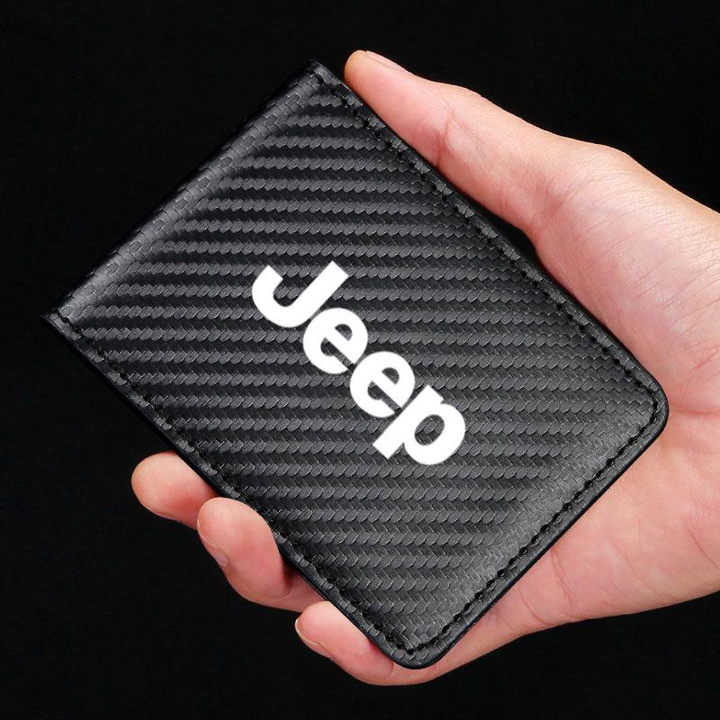 AKU3 Car Driving Wallet Card Holder Driver Holder Card Bag For Jeep Grand Cherokee Wrangler JK Gladiator Compass Renegade Patriot
