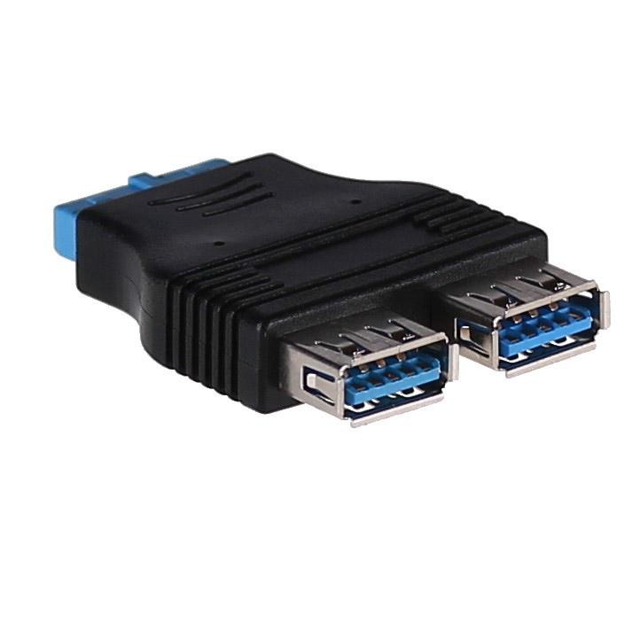 Adapter Akyga AK-CA-58 USB 3.0 19-pin (F) - 2x USB 3.0 Typu A (F)