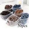 50pcs/Set Women   Basic Hair Bands 1.57inch Simple Solid Colors Elastic Headband Hair Ropes Ties Hair Accessories Ponytail Holder