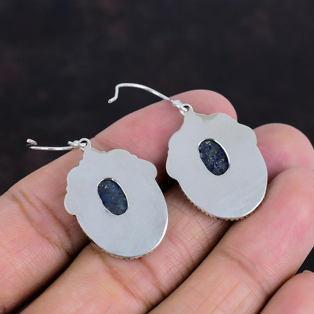 Серьги из лазурита, натуральные драгоценные камни, серьги ручной работы, серьги из стерлингового серебра 925 пробы, винтажные серьги, свадебные подарки, абсолютно новые ювелирные изделия