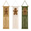Handmade Woven Christmas Wall Tapestry Tassel Fringe Holiday Hanging Ornament  Knitted Wall Decor