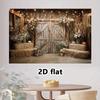 2D flat banner, 1 piece of rural barn background fabric with floral farmhouse decoration. Lightweight polyester banner.