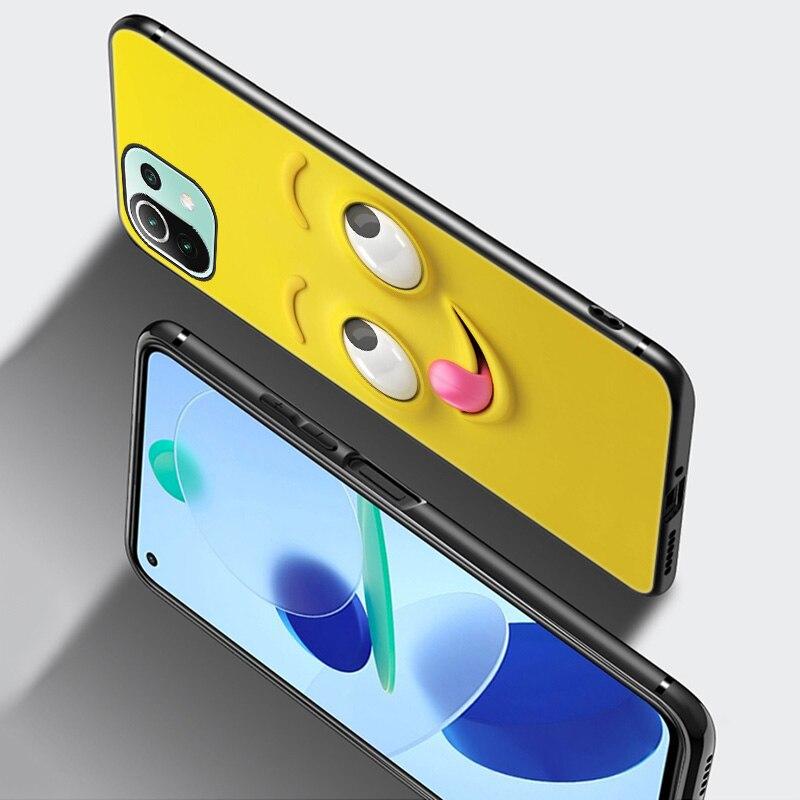 3D Funny Face Phone Case For Xiaomi Mi 11 Lite NE 11i 10T 11T Pro A2 A3 Lite POCO F3 M3 M4 C31 X3 Pro NFC GT Black Soft Cover