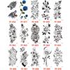 Waterproof DIY Fake Tattoo Black Flowers Temporary Tattoo Body Art Stickers for Body Arm Leg